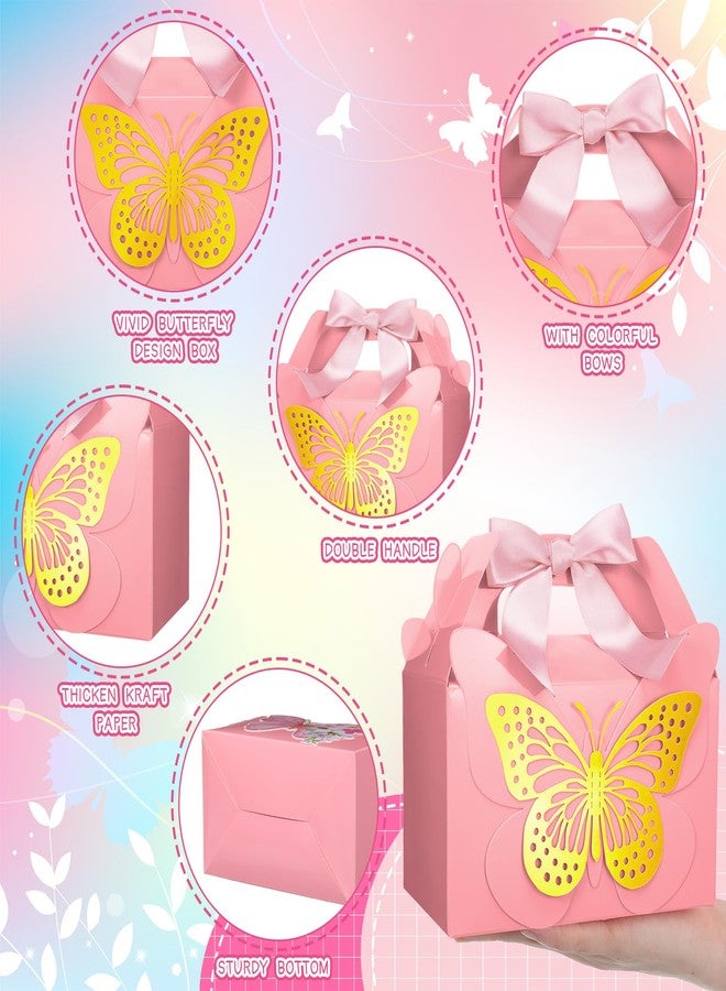 MotiMind 18 Pcs Butterfly Party Favor Box with 36 Pcs 3D Golden Butterfly and Bow Paper Candy Gift Boxes Goodie Treat Box for Birthday Baby Shower Wedding Party Supplies(Pink Blue Purple) - Image 3